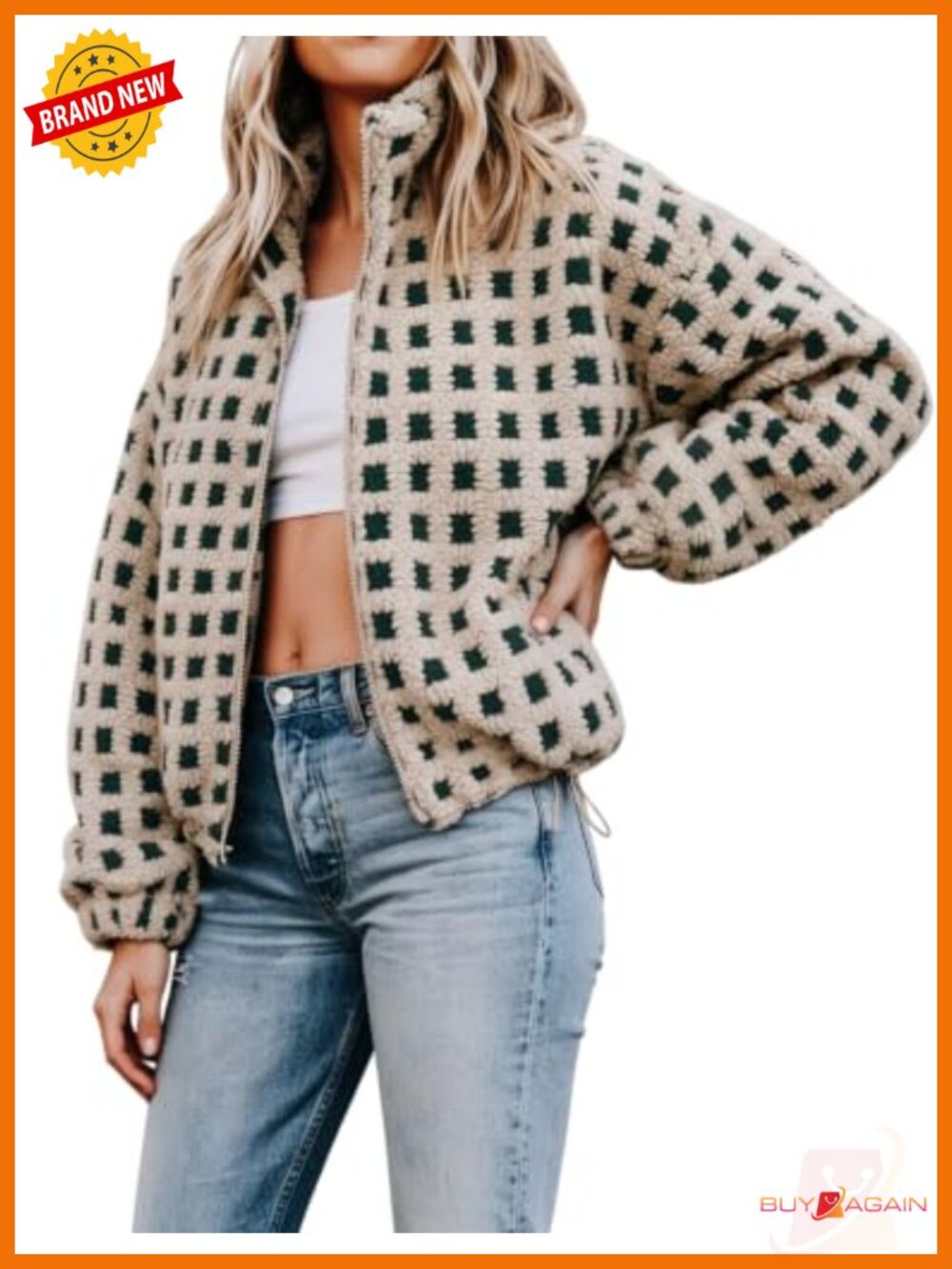 Lianlive Women Fleece Jacket Long Sleeve Zip Up Sherpa Coat Warm Outwear Pockets